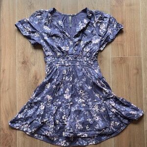 Anthropologie • Purple Floral Summerset Mini Dress